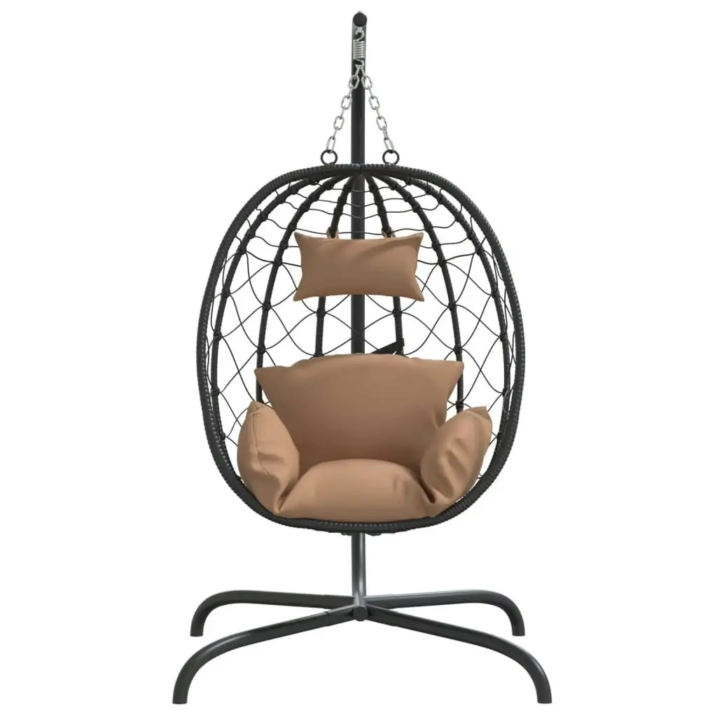 Hanging Egg Chair with Cushion Taupe Poly Rattan&Steel 360047