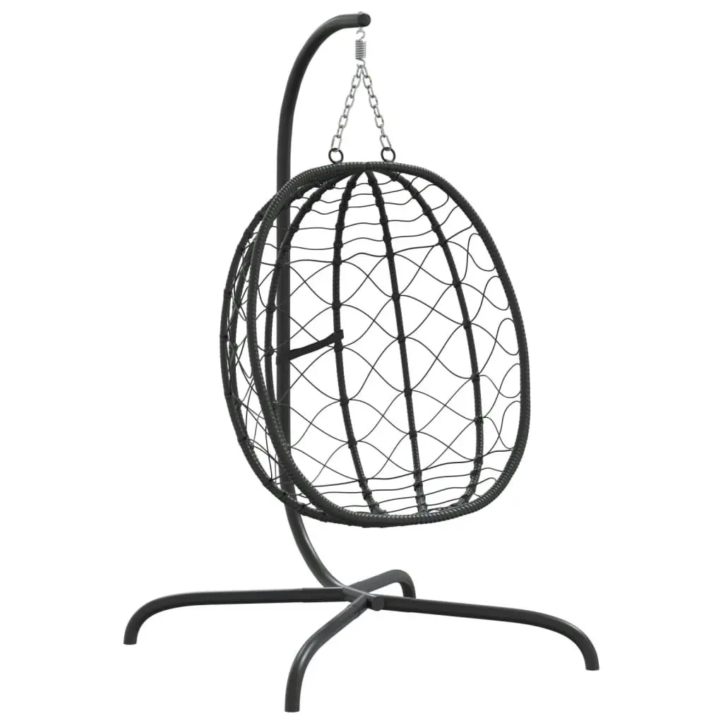 Hanging Egg Chair with Cushion Taupe Poly Rattan&Steel 360047