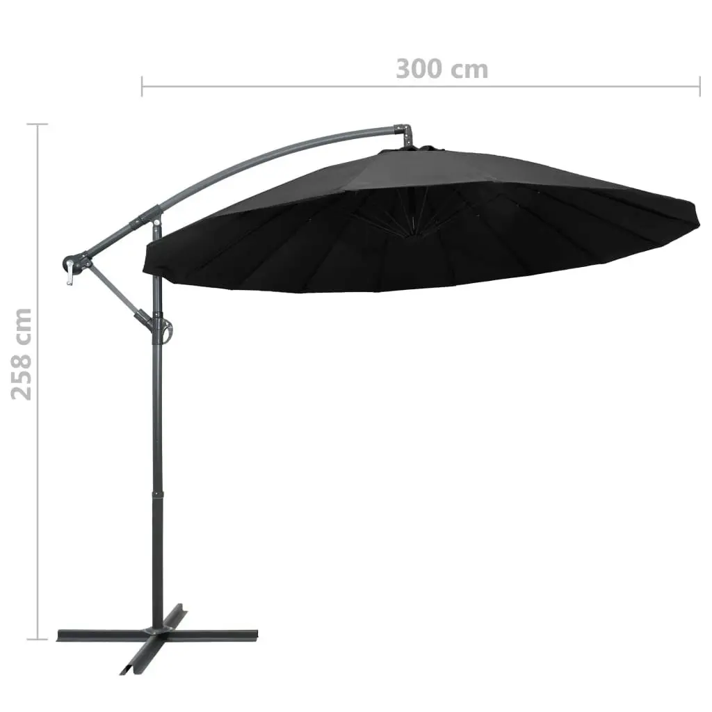 Hanging Parasol Anthracite 3 m Aluminium Pole 47222