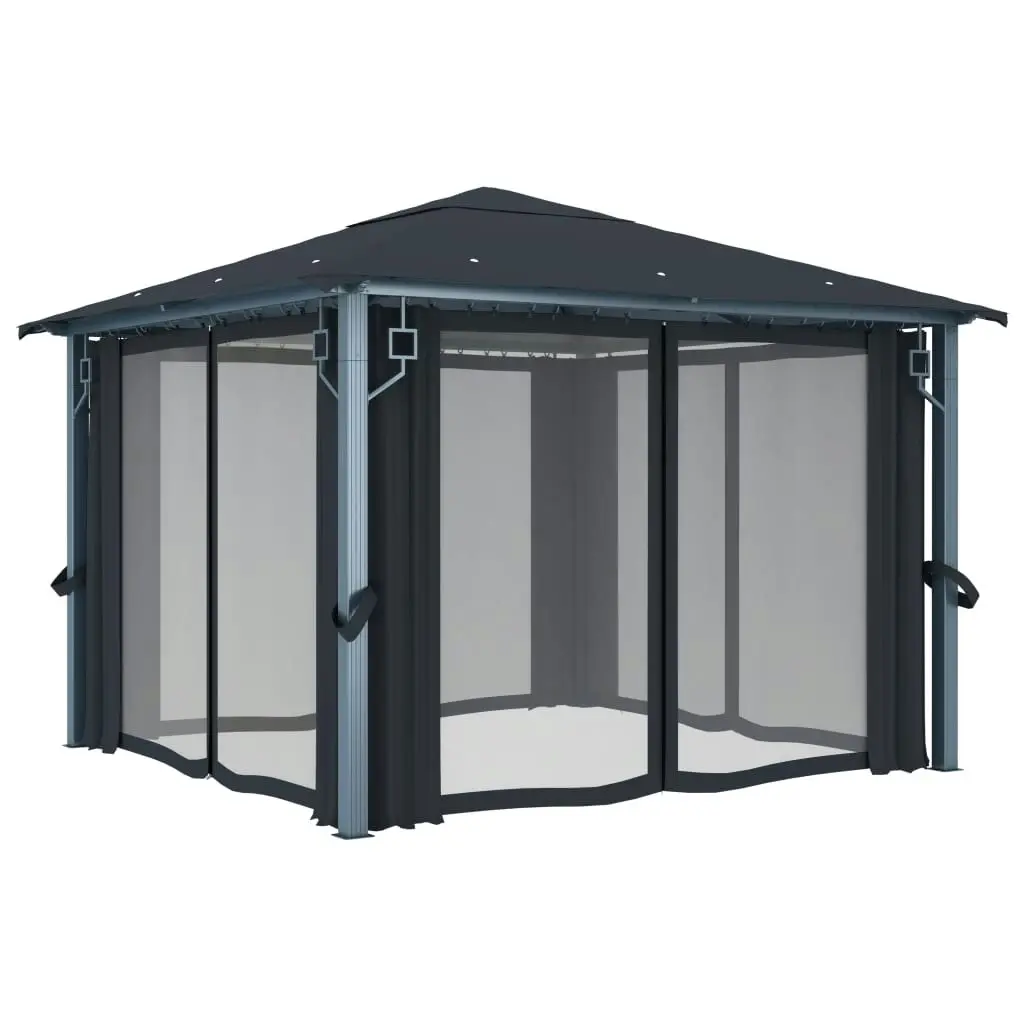 Gazebo with Curtain 300x300 cm Anthracite Aluminium 48043