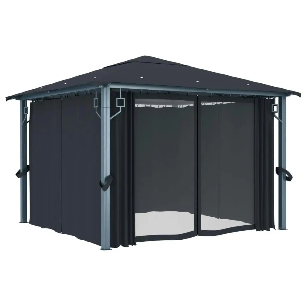 Gazebo with Curtain 300x300 cm Anthracite Aluminium 48043