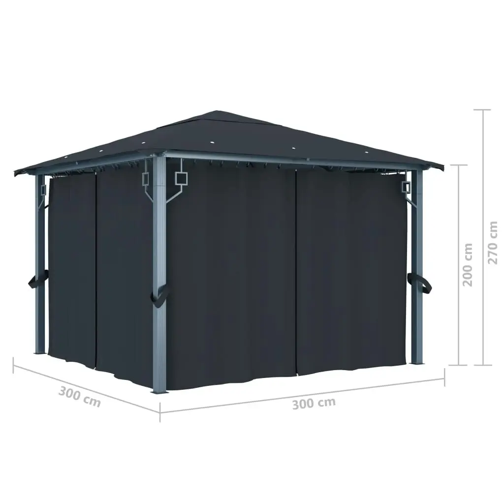 Gazebo with Curtain 300x300 cm Anthracite Aluminium 48043