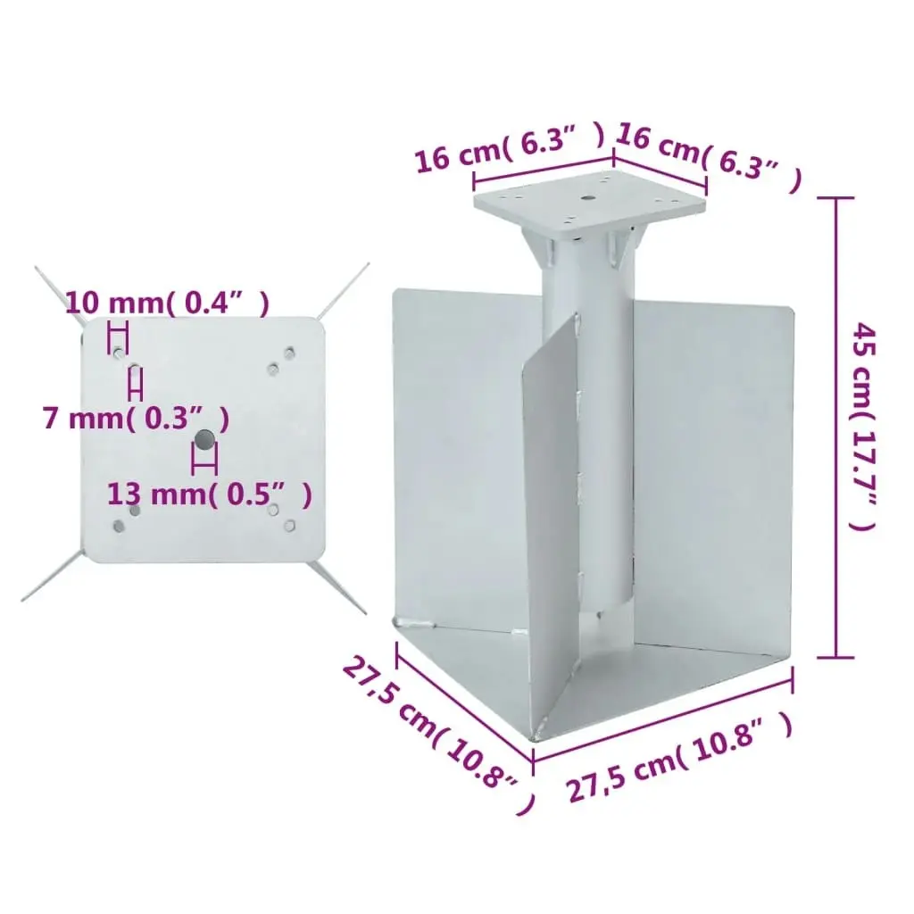 In-Ground Parasol Base Silver 27.5x27.5x45 cm Steel 4003368