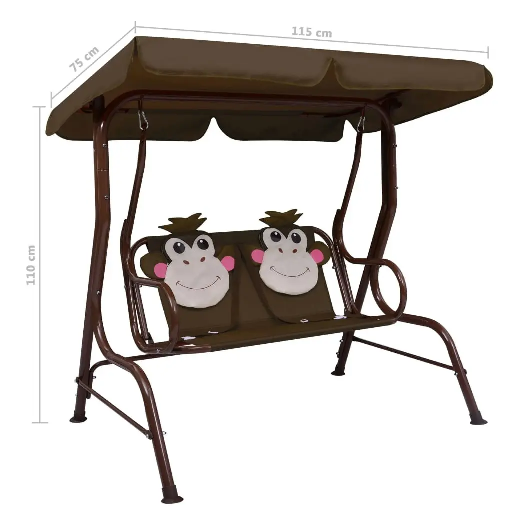 Kids Swing Bench Brown 115x75x110 cm Fabric 48097