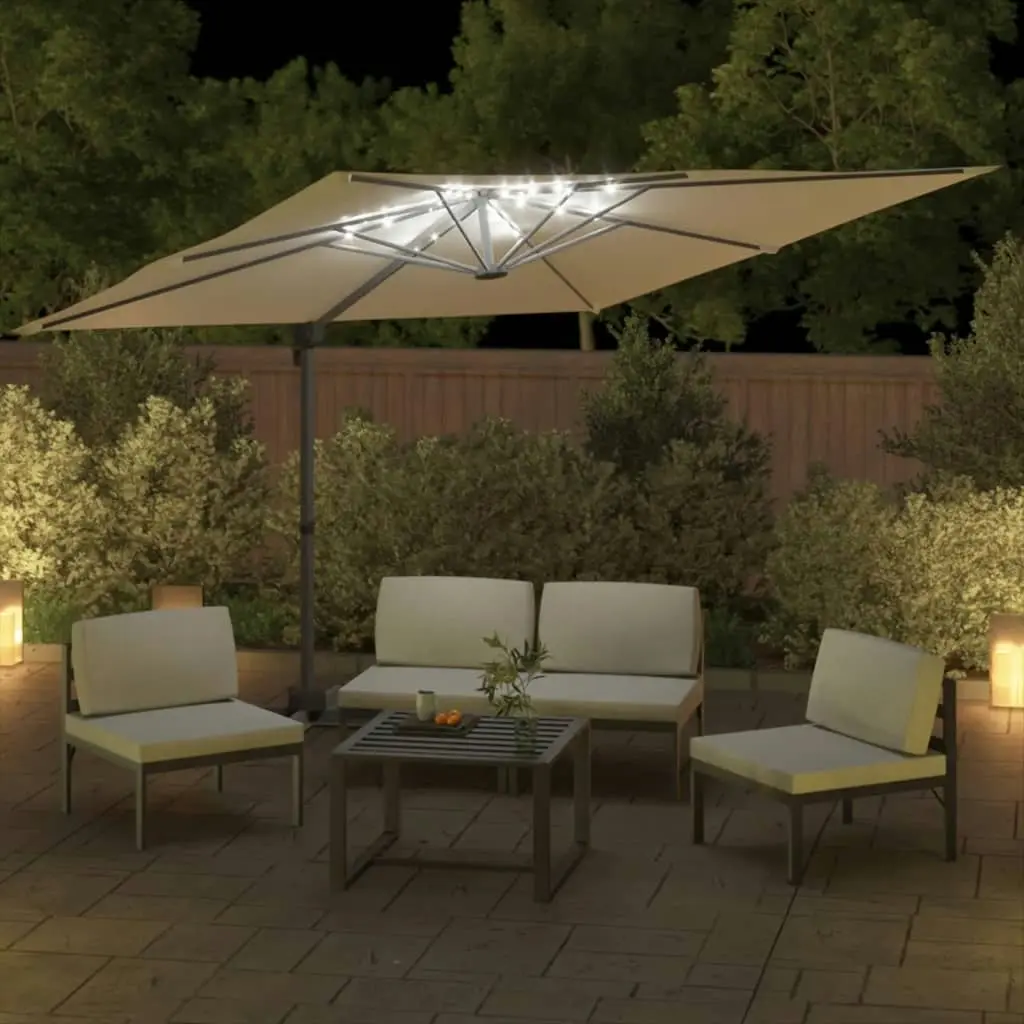 LED Cantilever Umbrella Sand White 400x300 cm 319927