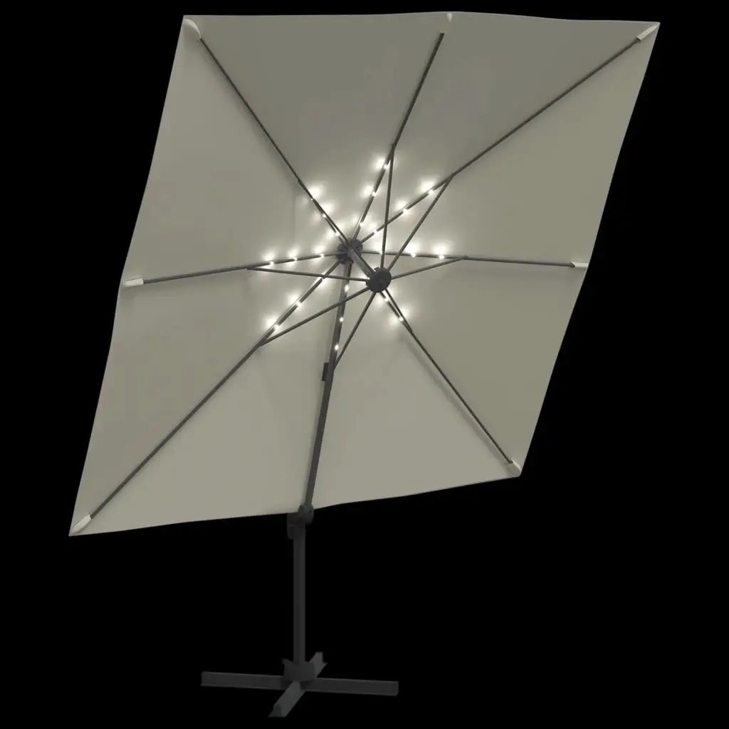 LED Cantilever Umbrella Sand White 400x300 cm 319927