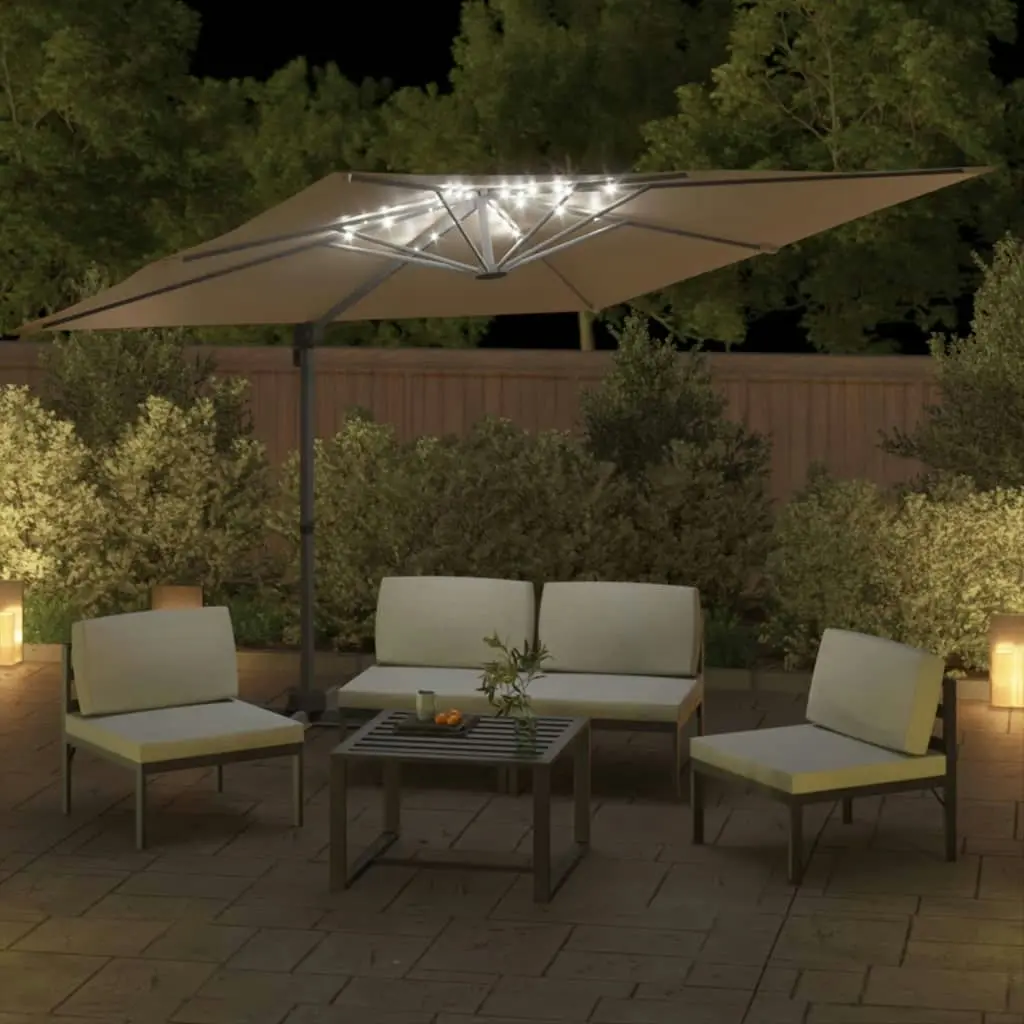 LED Cantilever Umbrella Taupe 400x300 cm 319930