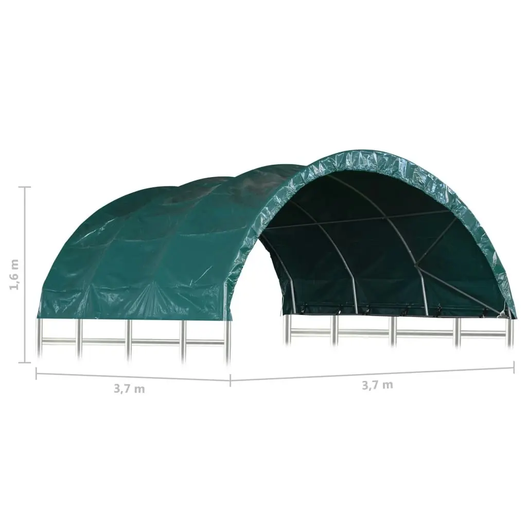 Livestock Tent PVC 3.7x3.7 m Green 3056433