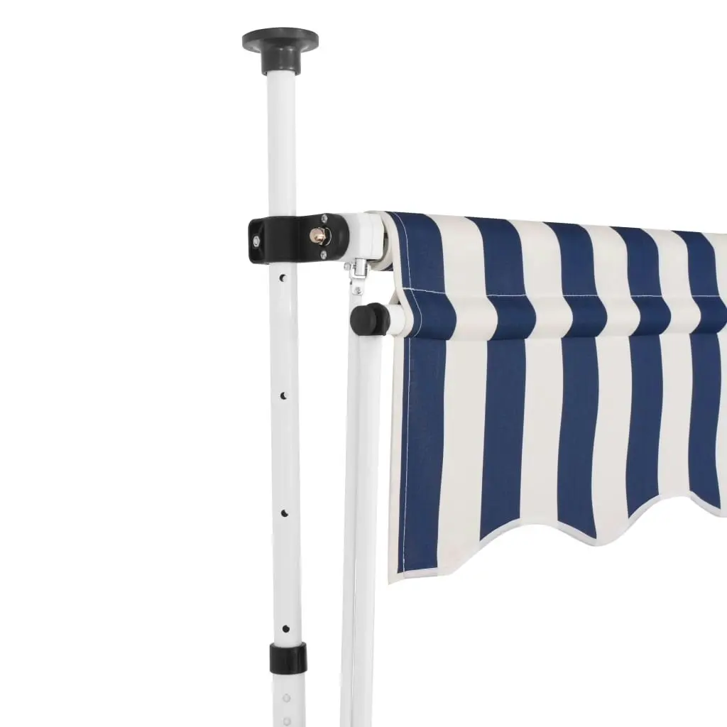 Manual Retractable Awning 250 cm Blue and White Stripes 43221