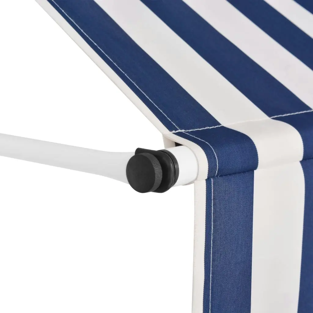 Manual Retractable Awning 300 cm Blue and White Stripes 43222