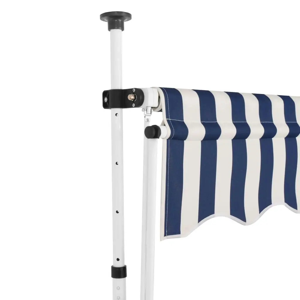 Manual Retractable Awning 350 cm Blue and White Stripes 43223