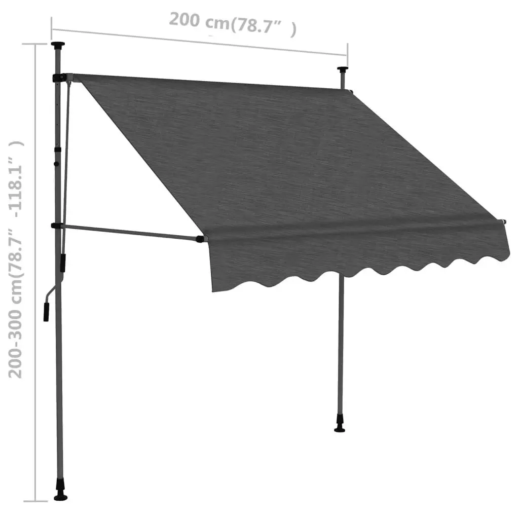 Manual Retractable Awning with LED 200 cm Anthracite 145864