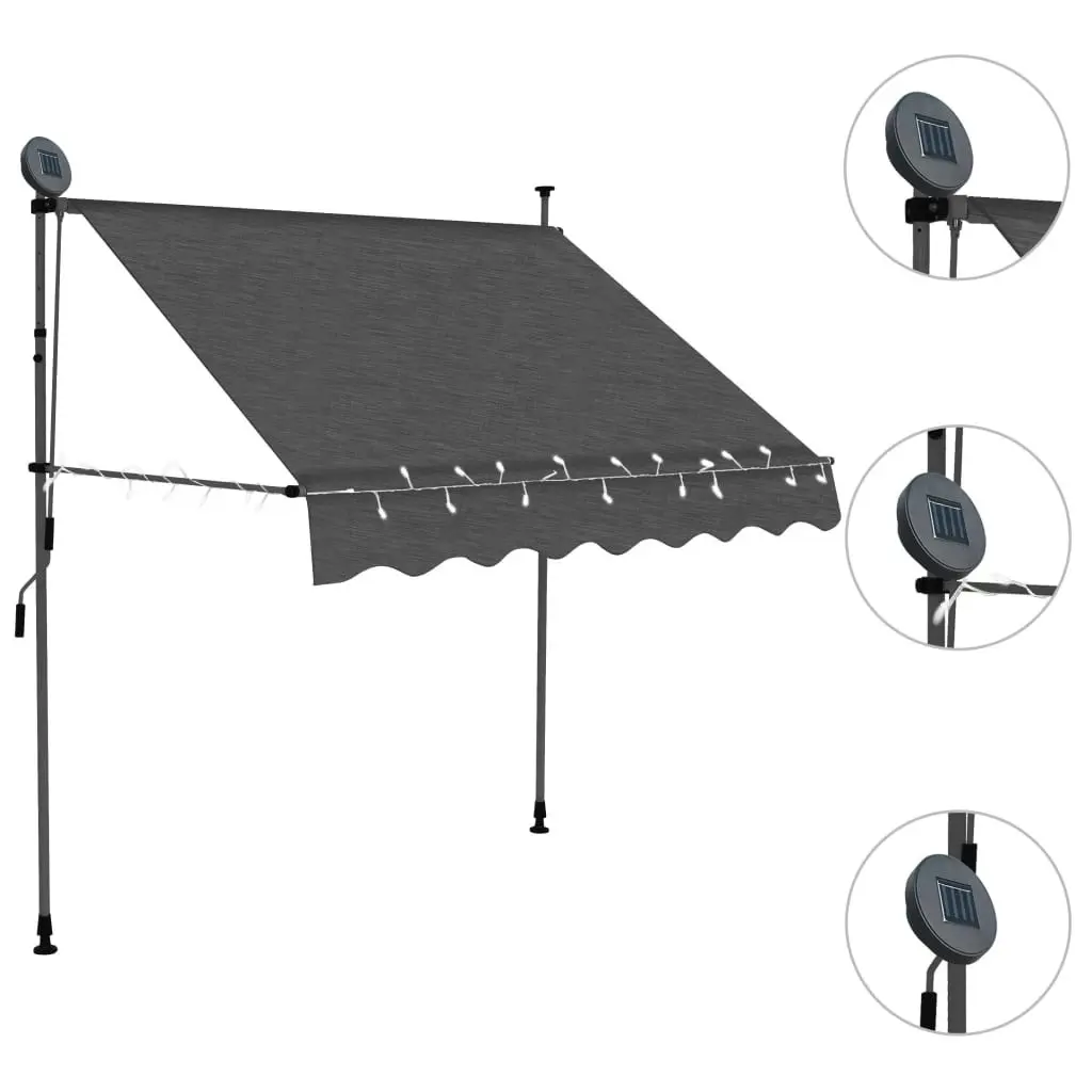 Manual Retractable Awning with LED 200 cm Anthracite 145864