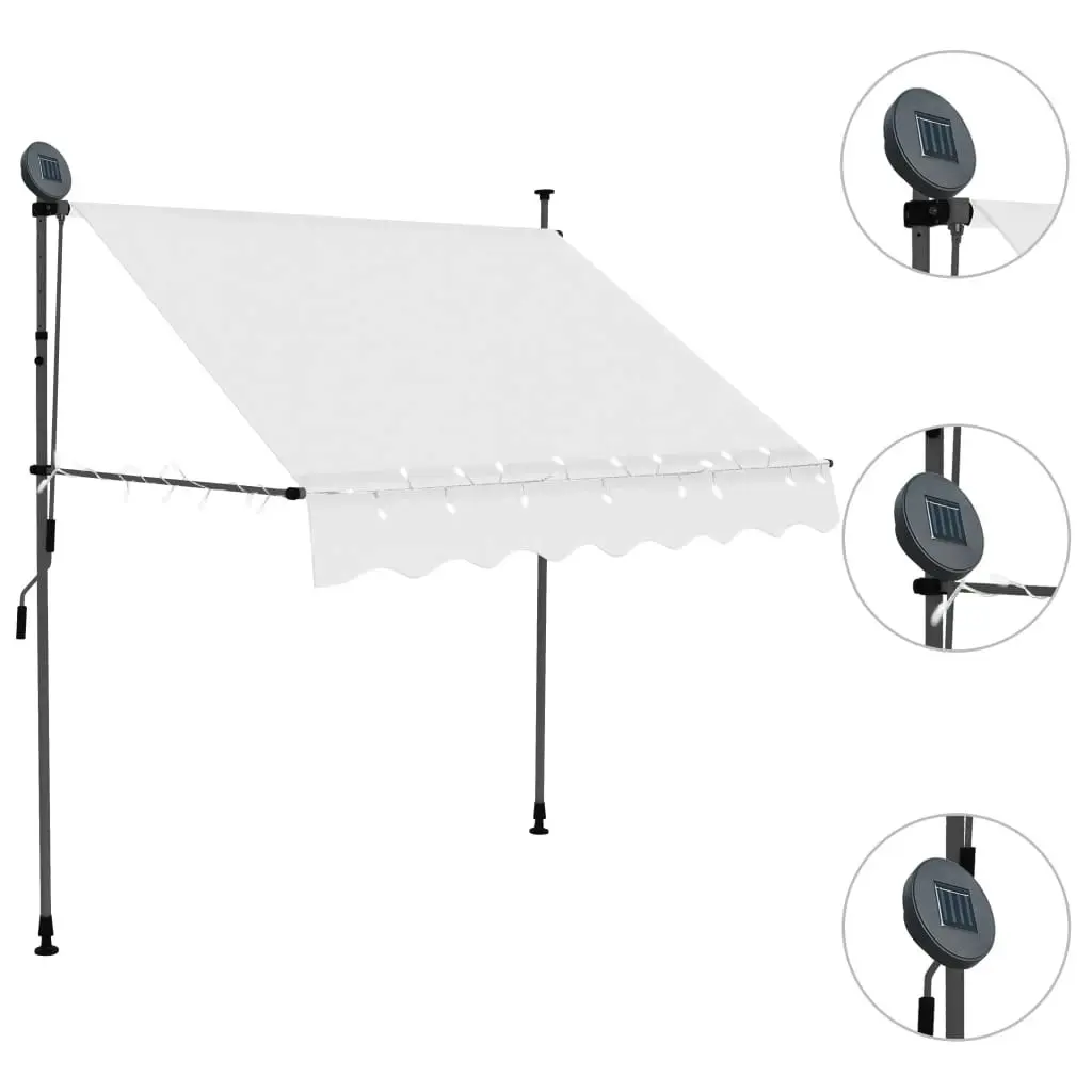 Manual Retractable Awning with LED 200 cm Cream 145871