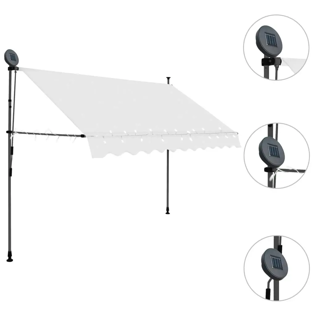 Manual Retractable Awning with LED 250 cm Cream 148098