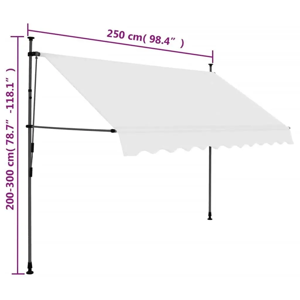 Manual Retractable Awning with LED 250 cm Cream 148098