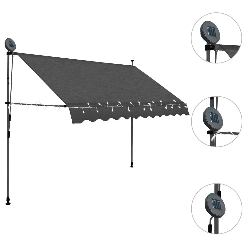 Manual Retractable Awning with LED 250 cm Anthracite 145865