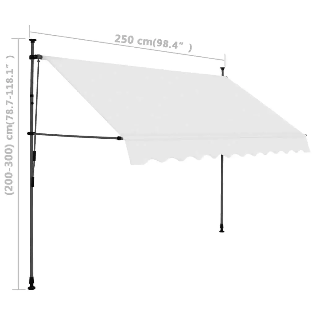 Manual Retractable Awning with LED 250 cm Cream 145872