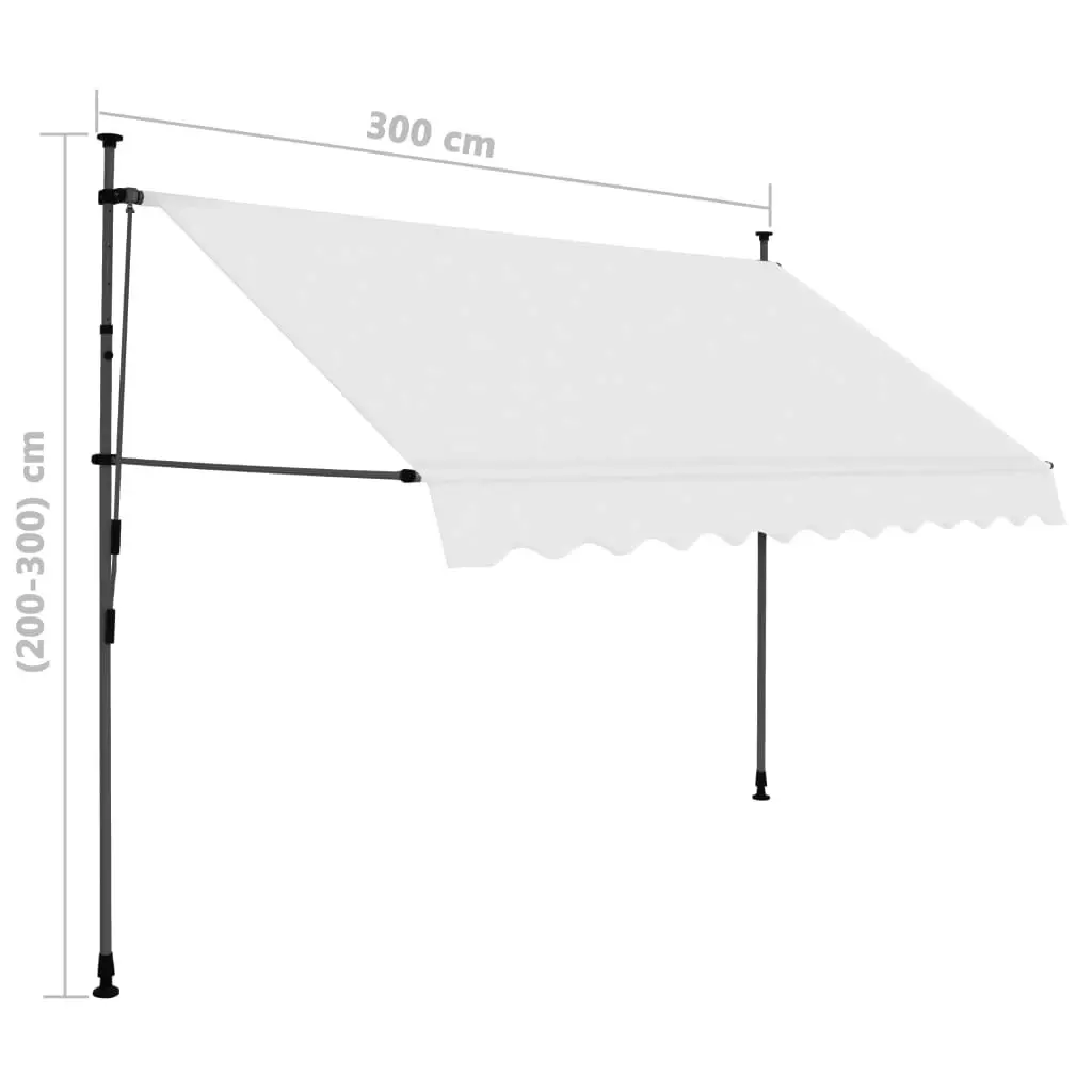 Manual Retractable Awning with LED 300 cm Cream 145873