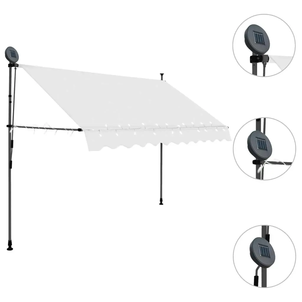 Manual Retractable Awning with LED 300 cm Cream 145873