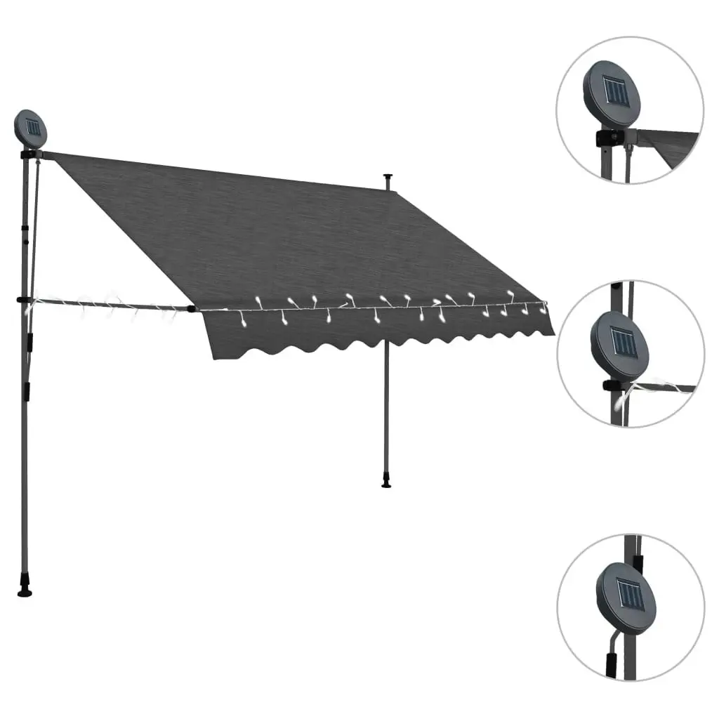 Manual Retractable Awning with LED 300 cm Anthracite 145866