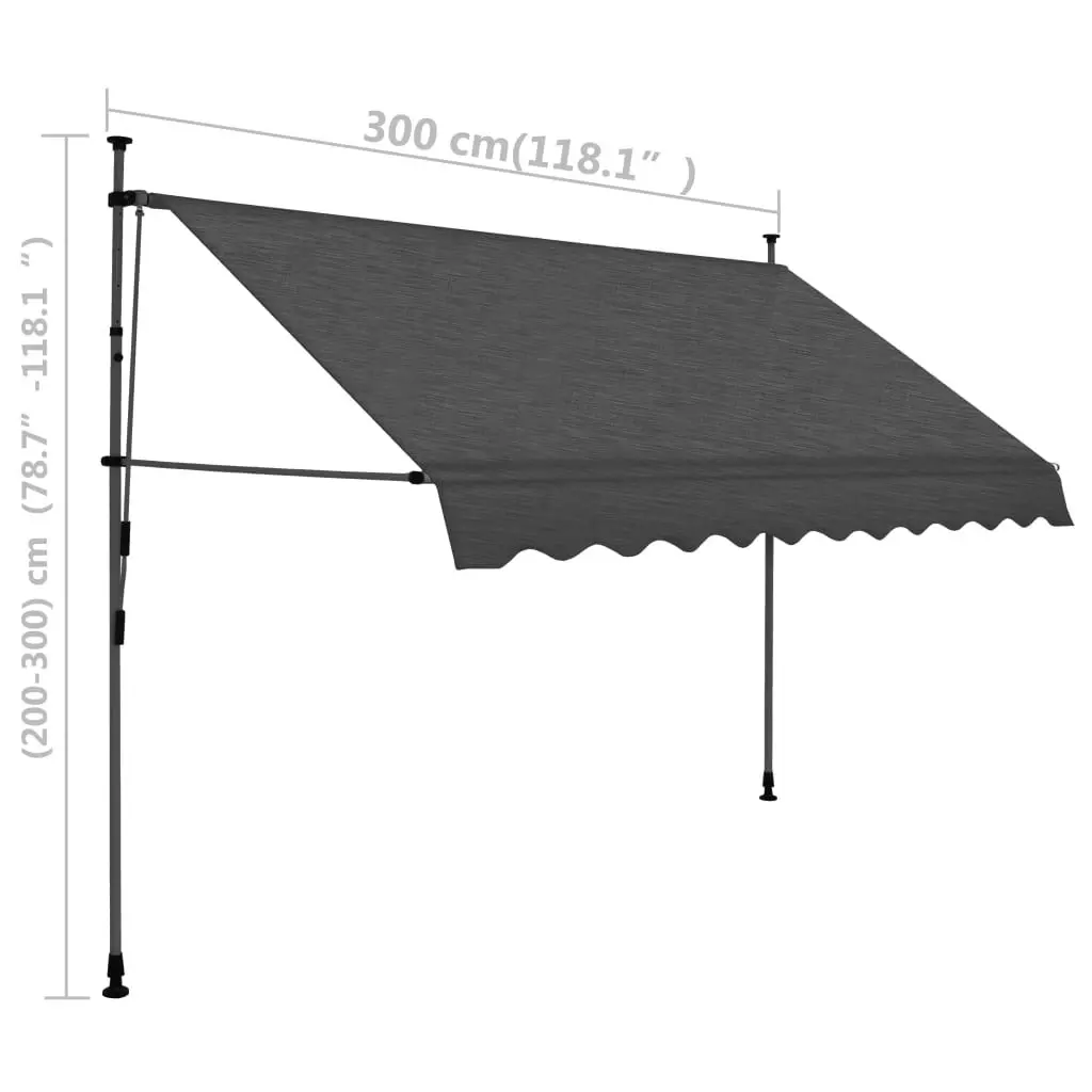 Manual Retractable Awning with LED 300 cm Anthracite 145866