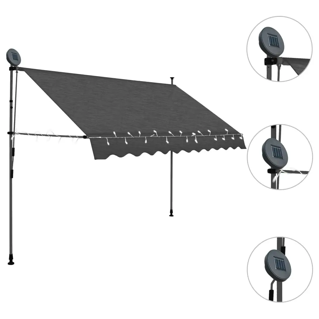 Manual Retractable Awning with LED 300 cm Anthracite 148092