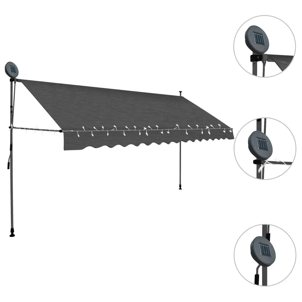 Manual Retractable Awning with LED 350 cm Anthracite 148093