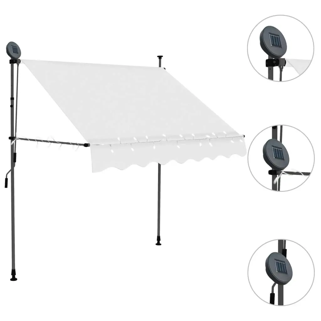 Manual Retractable Awning with LED 200 cm Cream 148097