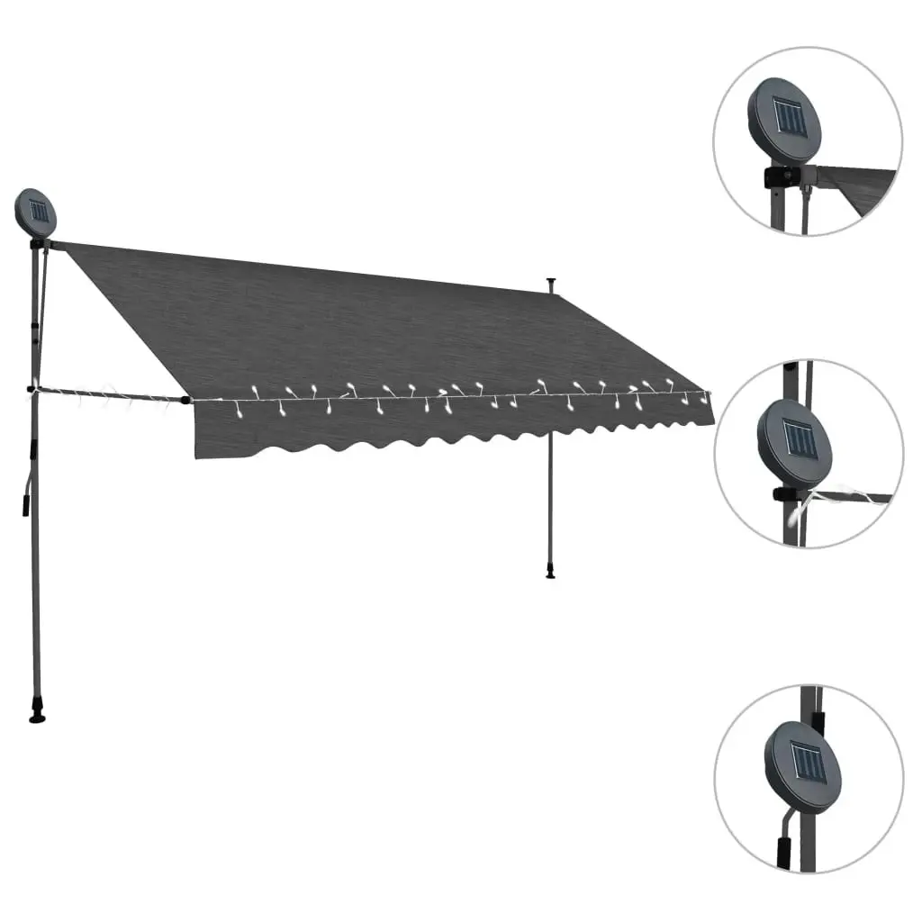 Manual Retractable Awning with LED 350 cm Anthracite 145867