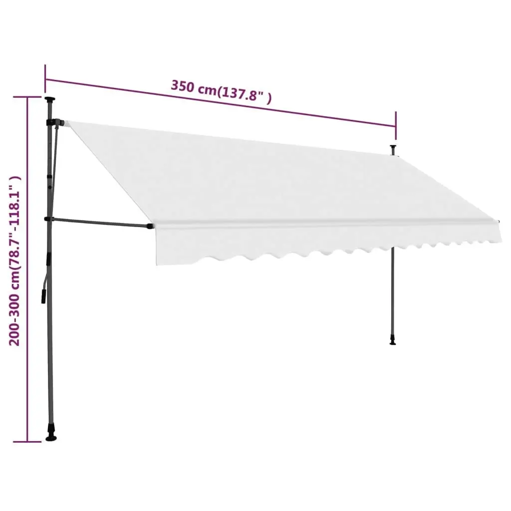 Manual Retractable Awning with LED 350 cm Cream 145874