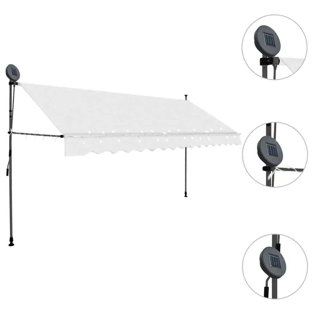 Manual Retractable Awning with LED 350 cm Cream 145874