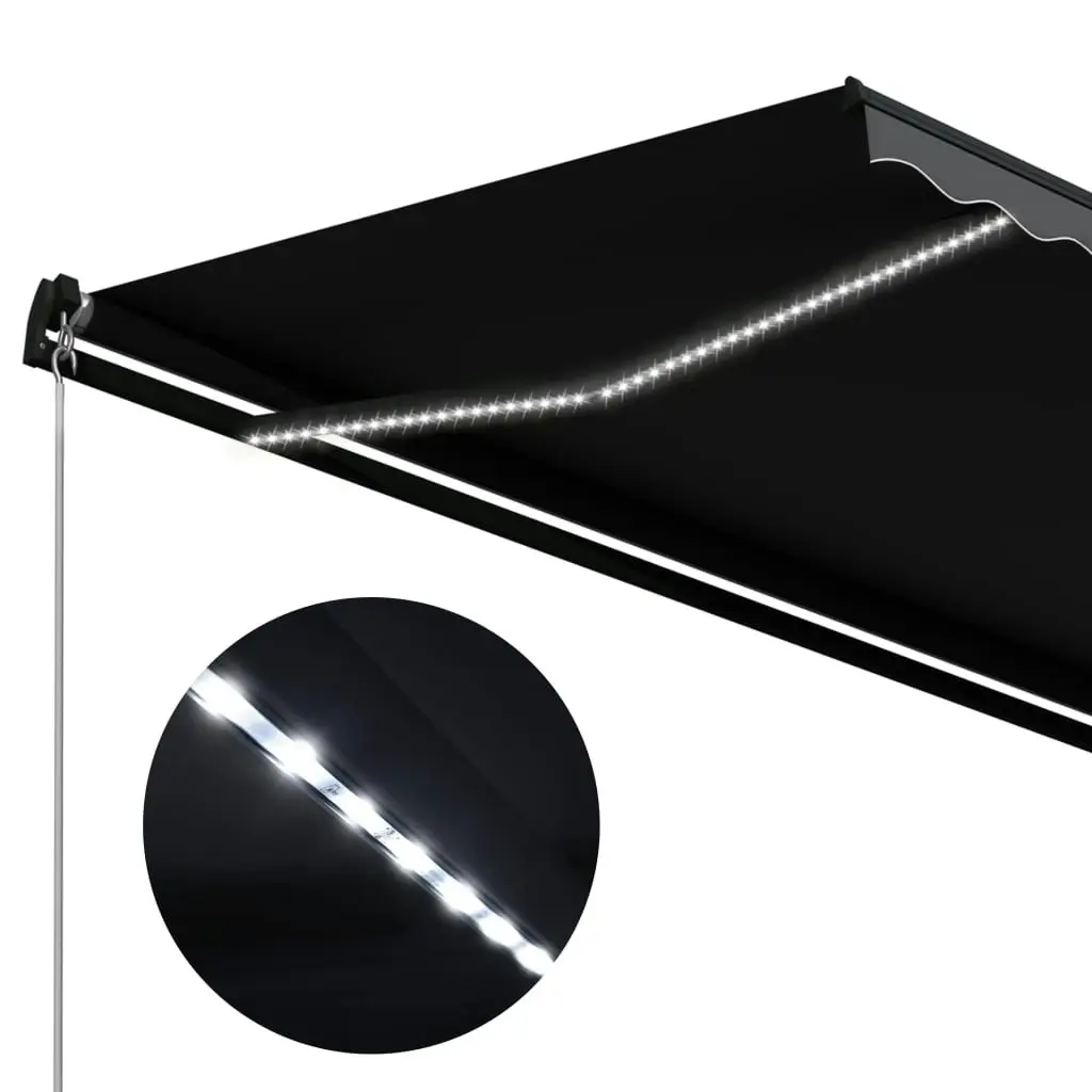 Manual Retractable Awning with LED 300x250 cm Anthracite 3051243