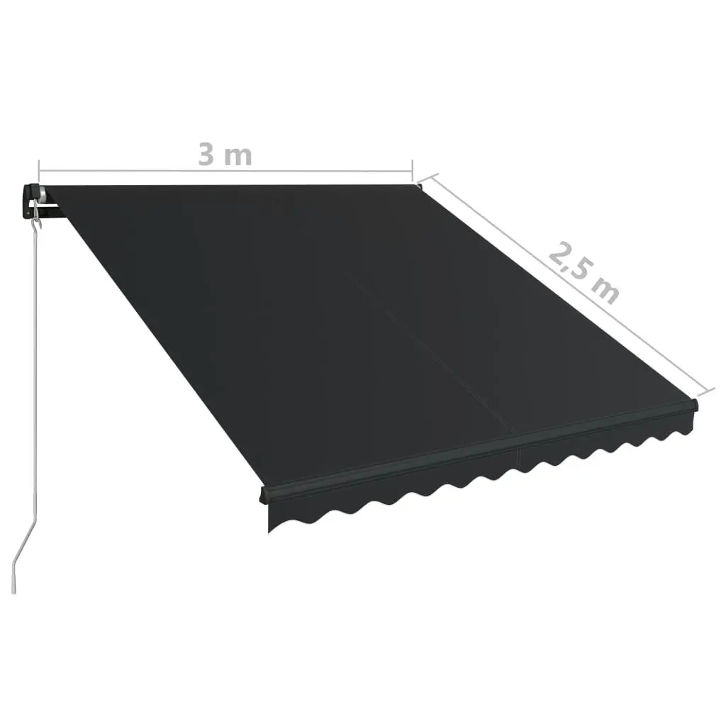 Manual Retractable Awning with LED 300x250 cm Anthracite 3051243