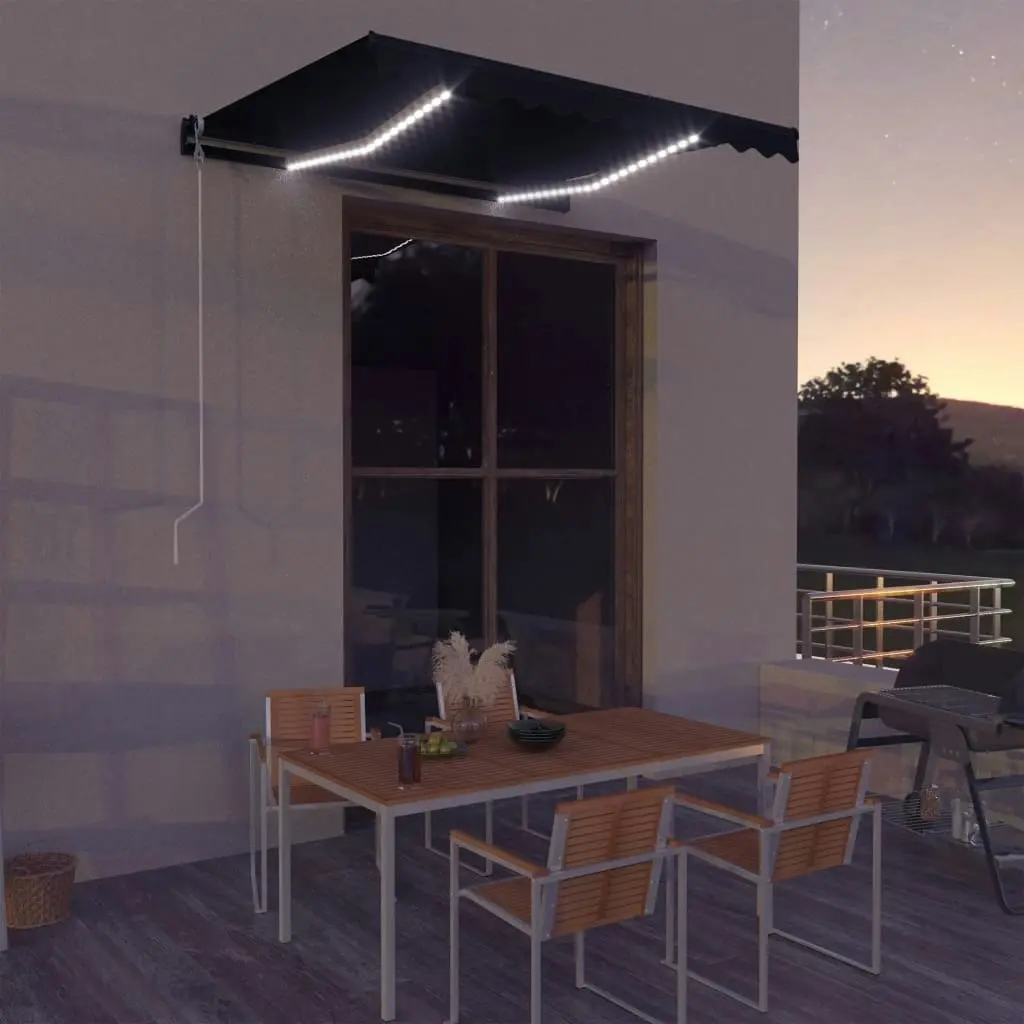 Manual Retractable Awning with LED 300x250 cm Anthracite 3051243