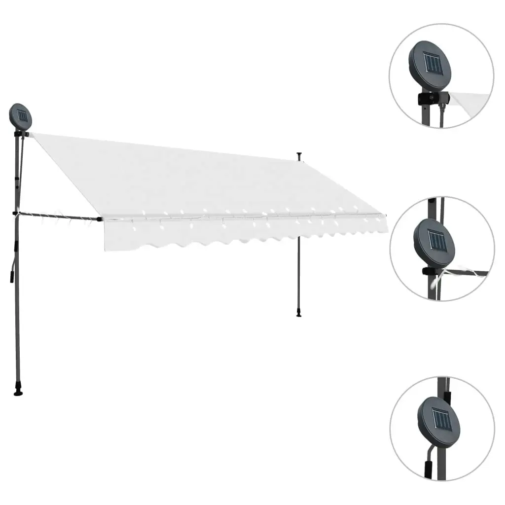 Manual Retractable Awning with LED 350 cm Cream 148100