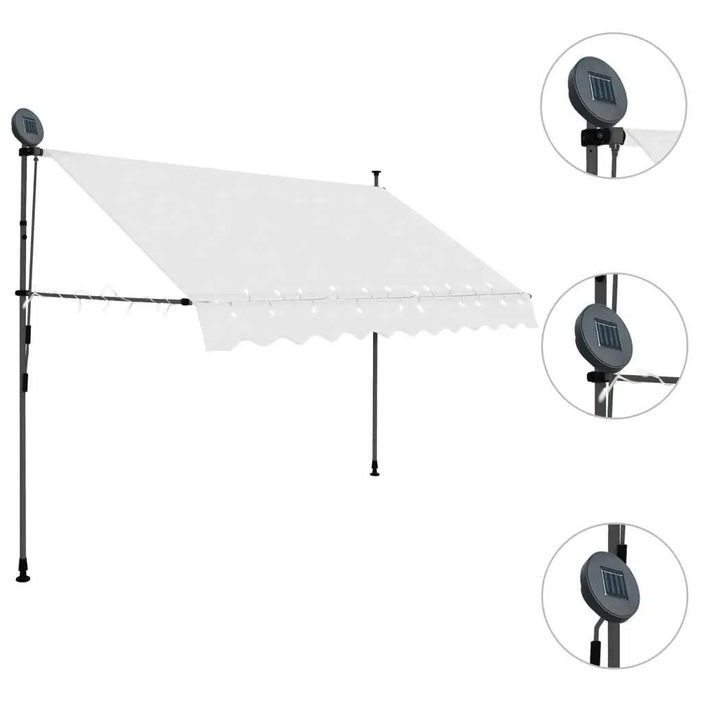 Manual Retractable Awning with LED 300 cm Cream 148099