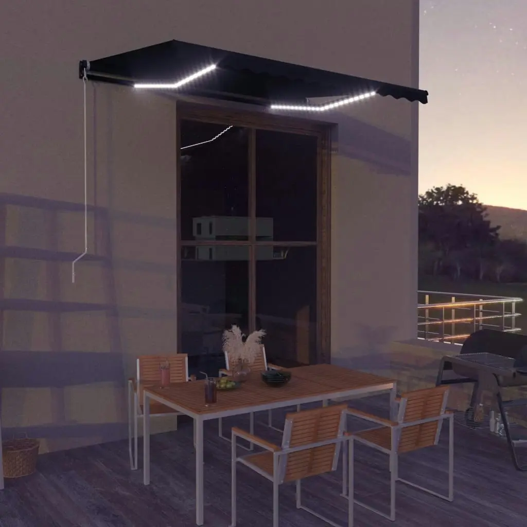 Manual Retractable Awning with LED 350x250 cm Anthracite 3051244