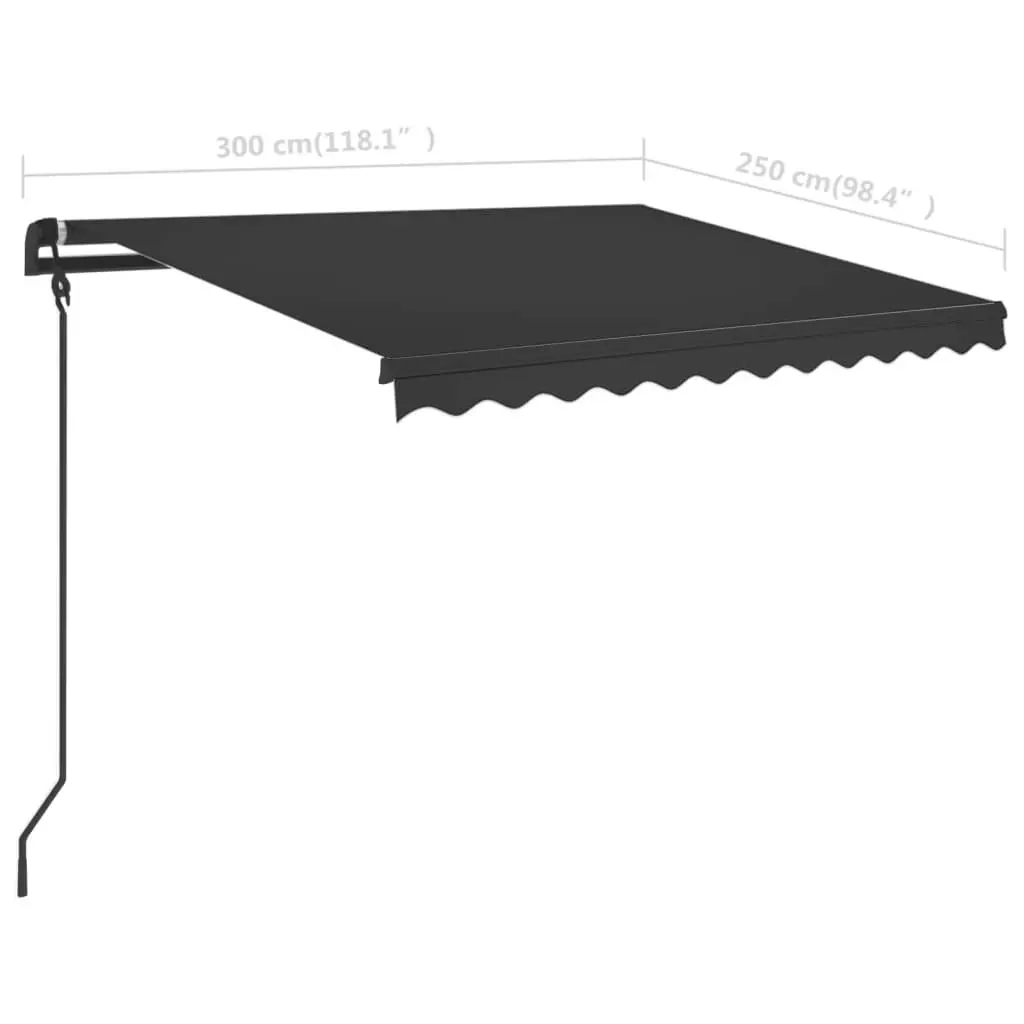 Manual Retractable Awning with LED 3x2.5 m Anthracite 3070104