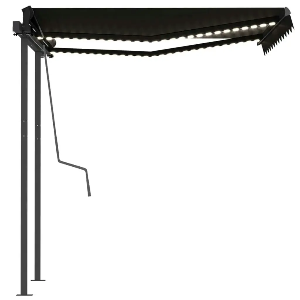 Manual Retractable Awning with LED 3x2.5 m Anthracite 3070104