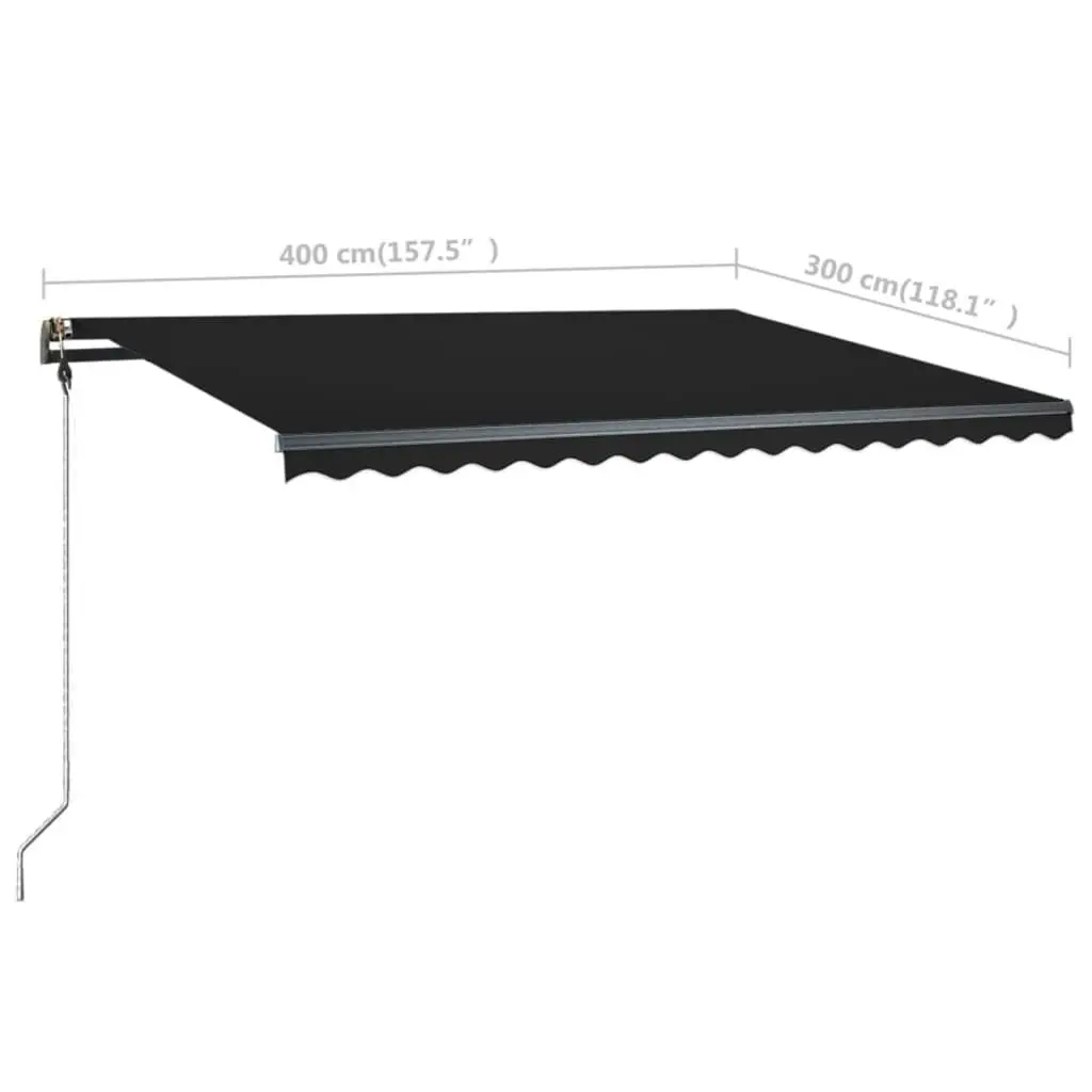 Manual Retractable Awning with LED 400x300 cm Anthracite 3069744