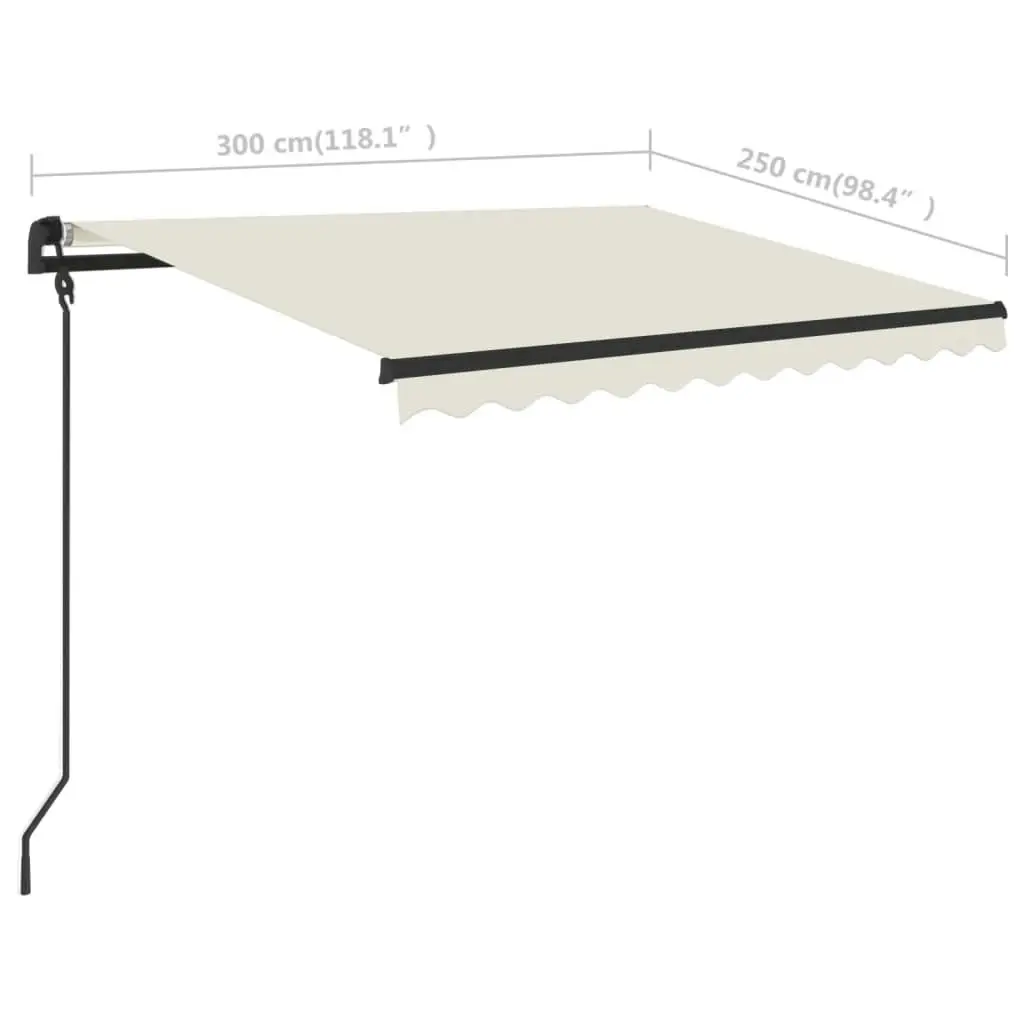 Manual Retractable Awning with LED 3x2.5 m Cream 3070102