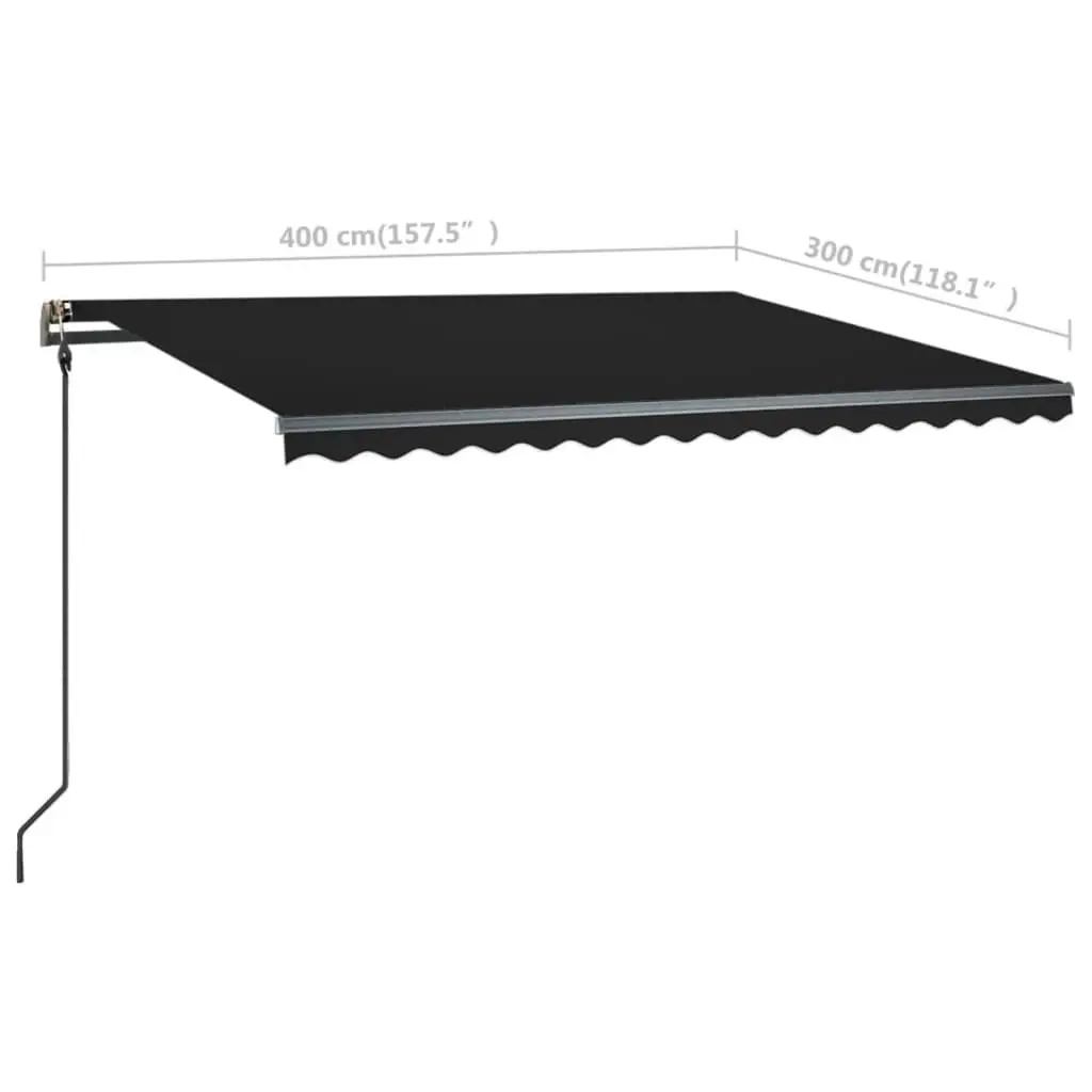 Manual Retractable Awning with LED 4x3 m Anthracite 3070144