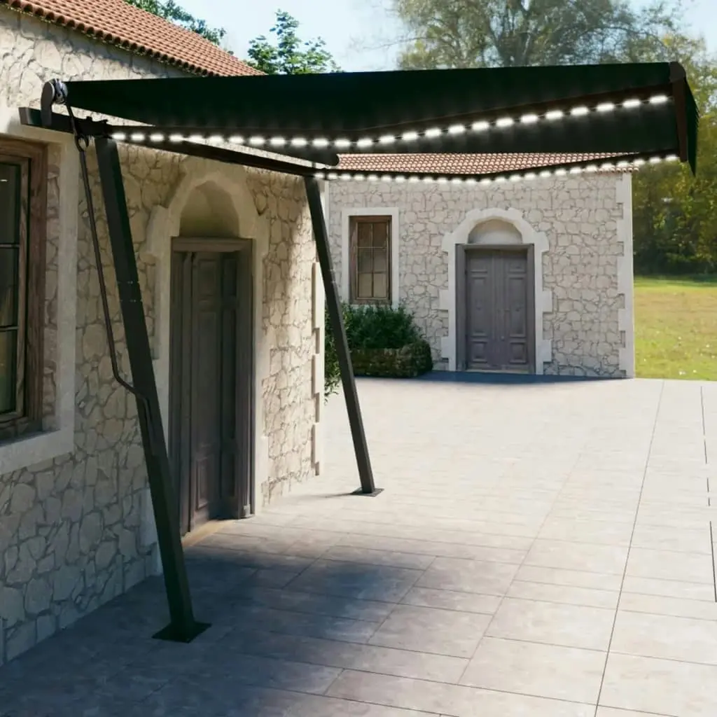 Manual Retractable Awning with LED 4x3 m Anthracite 3070144