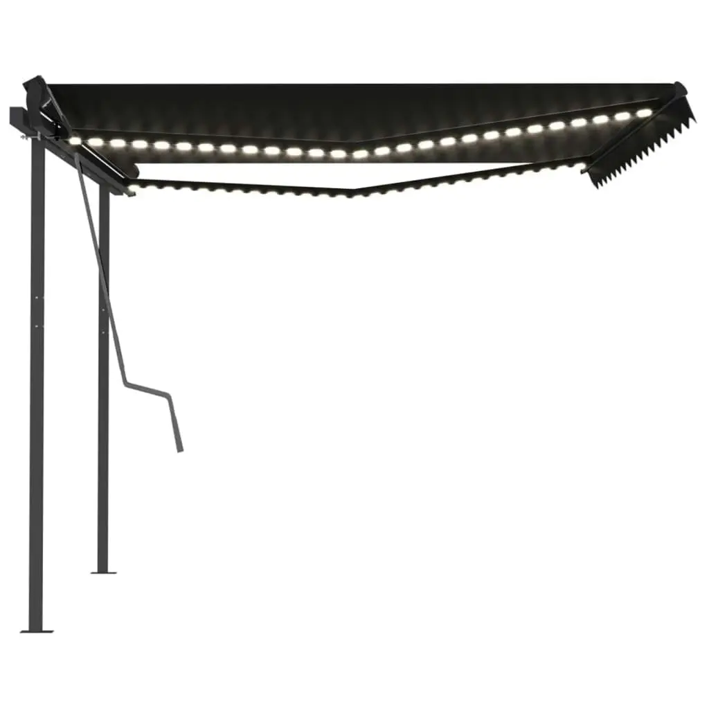 Manual Retractable Awning with LED 4x3 m Anthracite 3070144