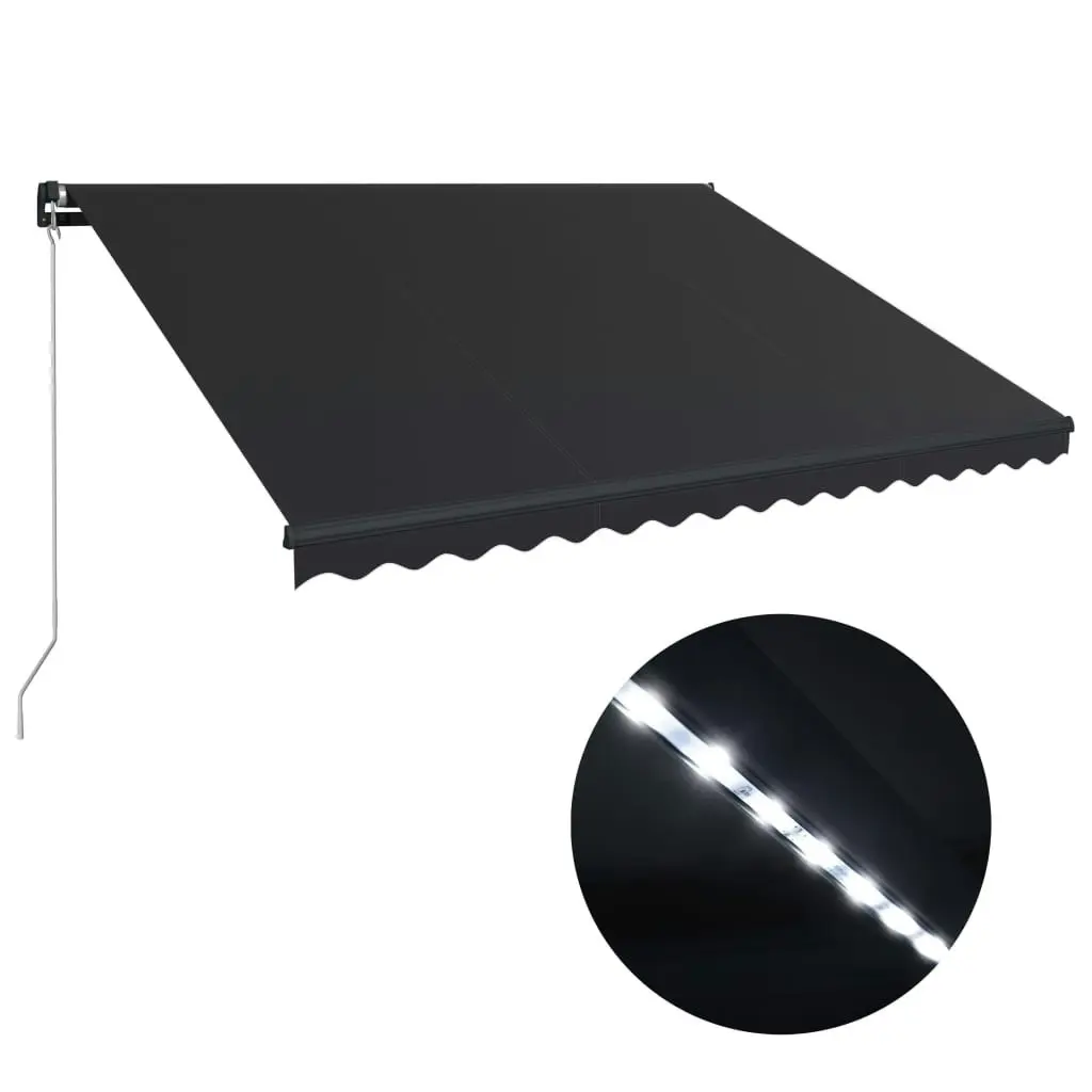 Manual Retractable Awning with LED 400x300 cm Anthracite 3051245