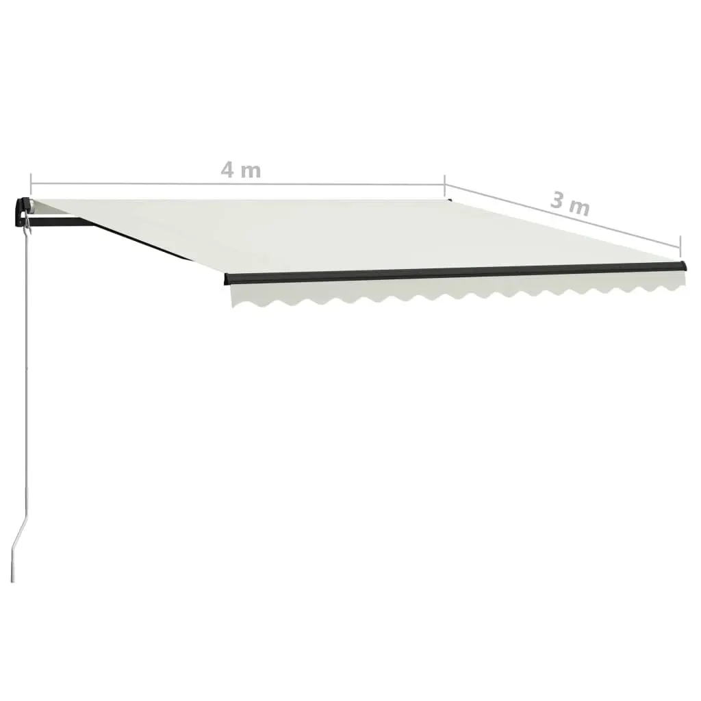 Manual Retractable Awning with LED 400x300 cm Cream 3055228