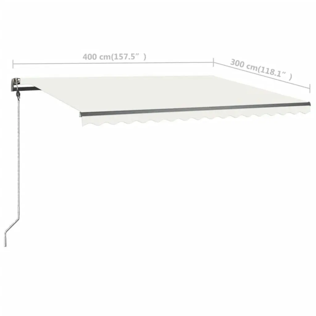 Manual Retractable Awning with LED 400x300 cm Cream 3069742