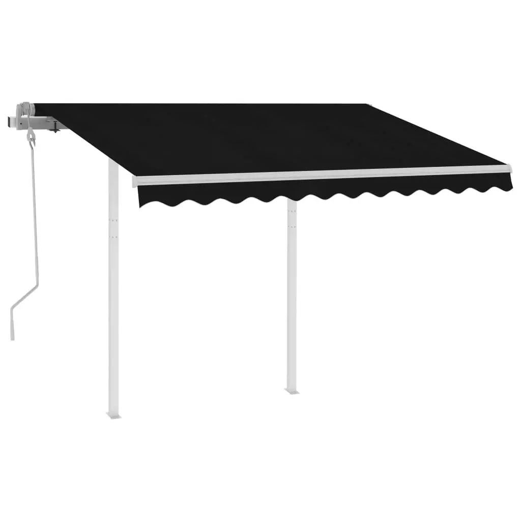 Manual Retractable Awning with Posts 3.5x2.5 m Anthracite 3069919