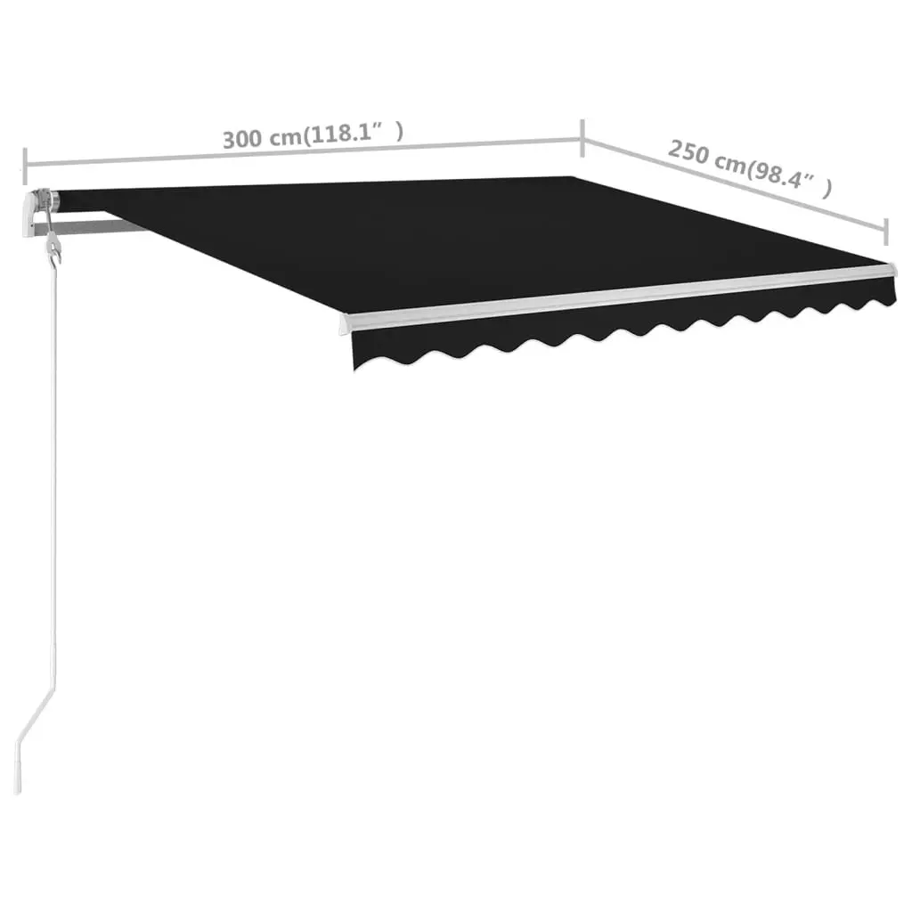 Manual Retractable Awning with Posts 3x2.5 m Anthracite 3069899